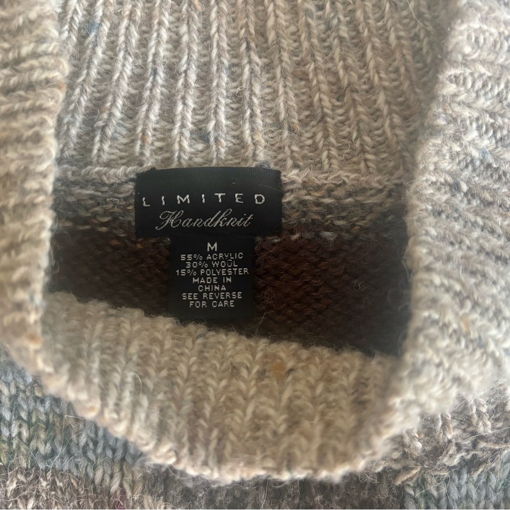 The Limited Handknit Multicolor Patchwork Mock Tu… - image 3